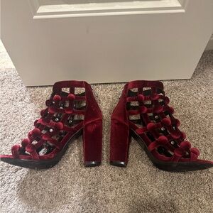 Cape Robbin Deep Red Velvet Heels